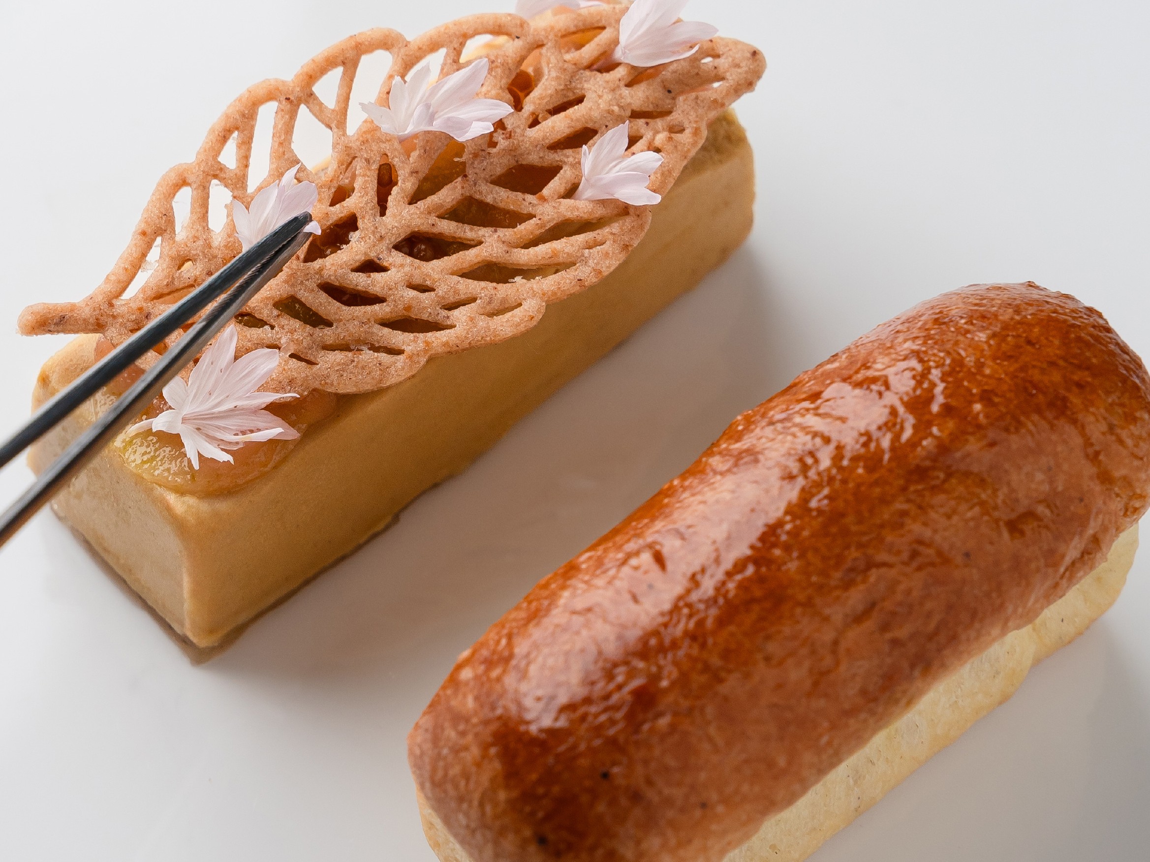 Bread plating with tweasers