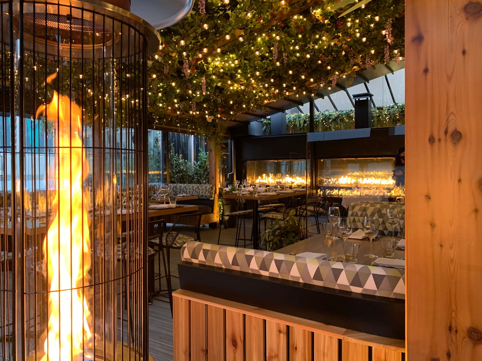 The Roof at Black+Blue, with fireplace seating