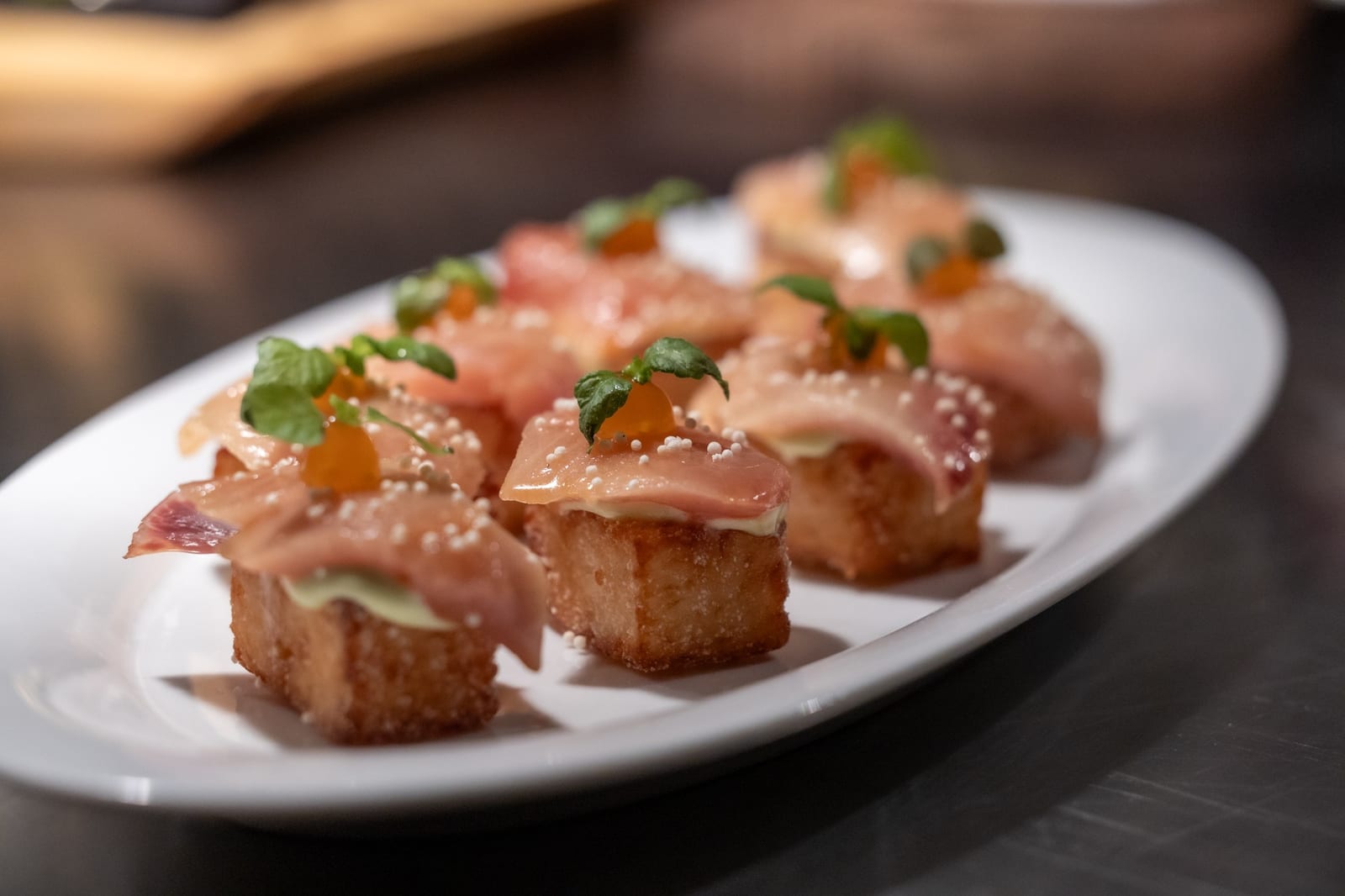 Crispy rice canapés at Five Sails