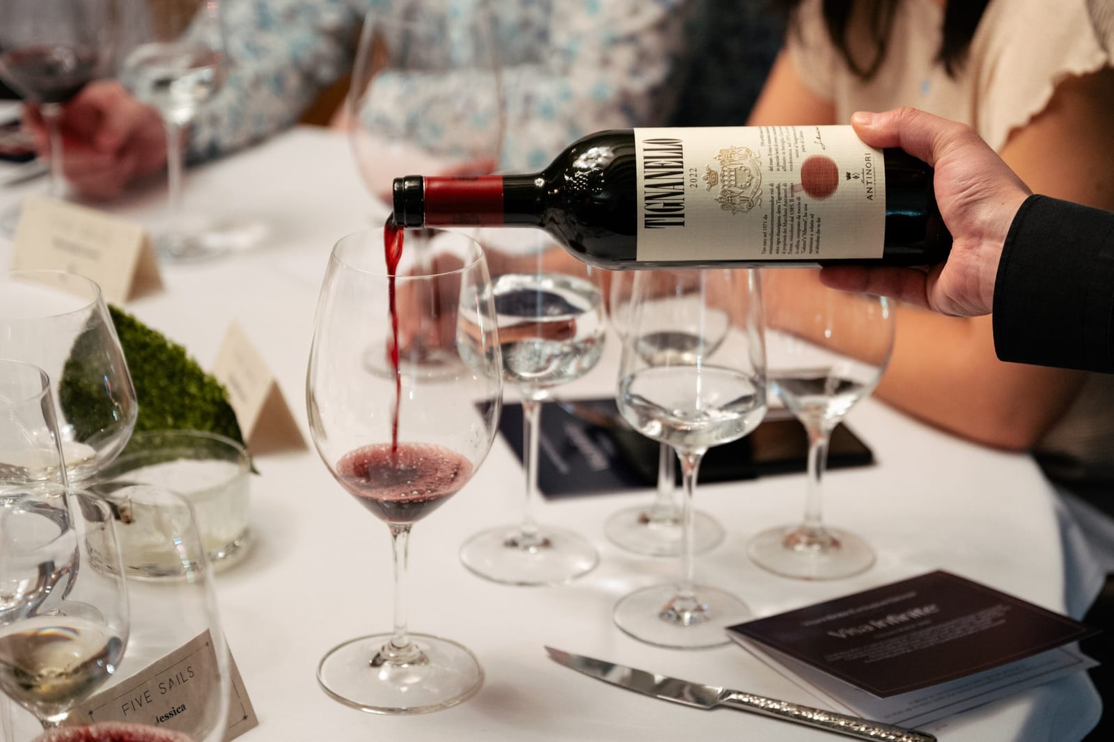 Wine poured at a dinner at Five Sails