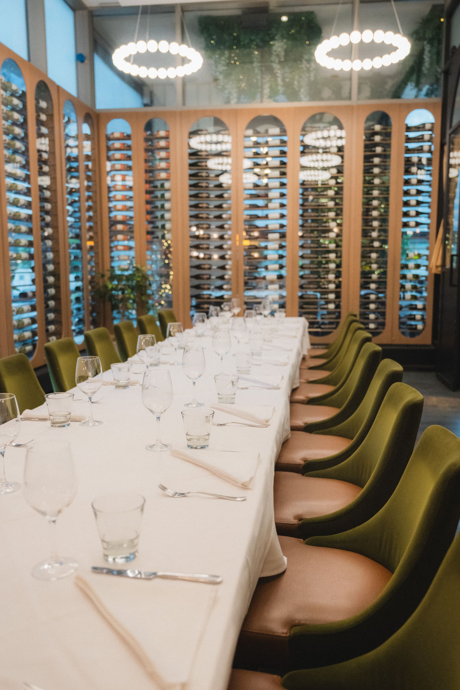 A private long-table dinner at Riley’s
