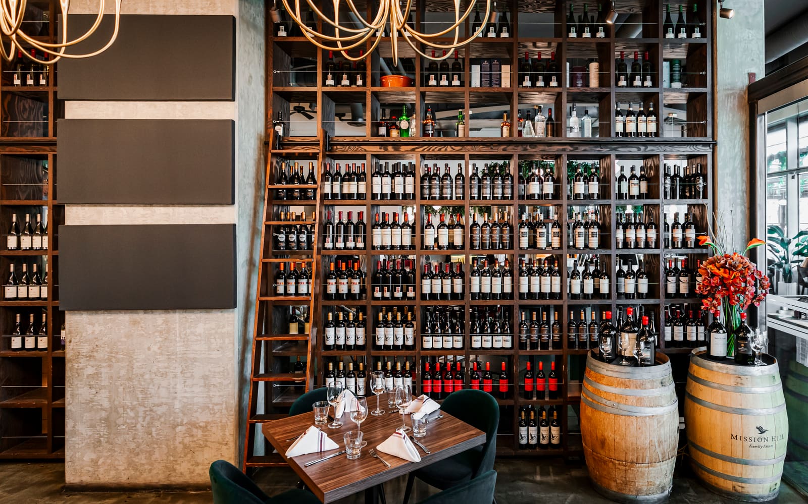 The wine wall at Trattoria