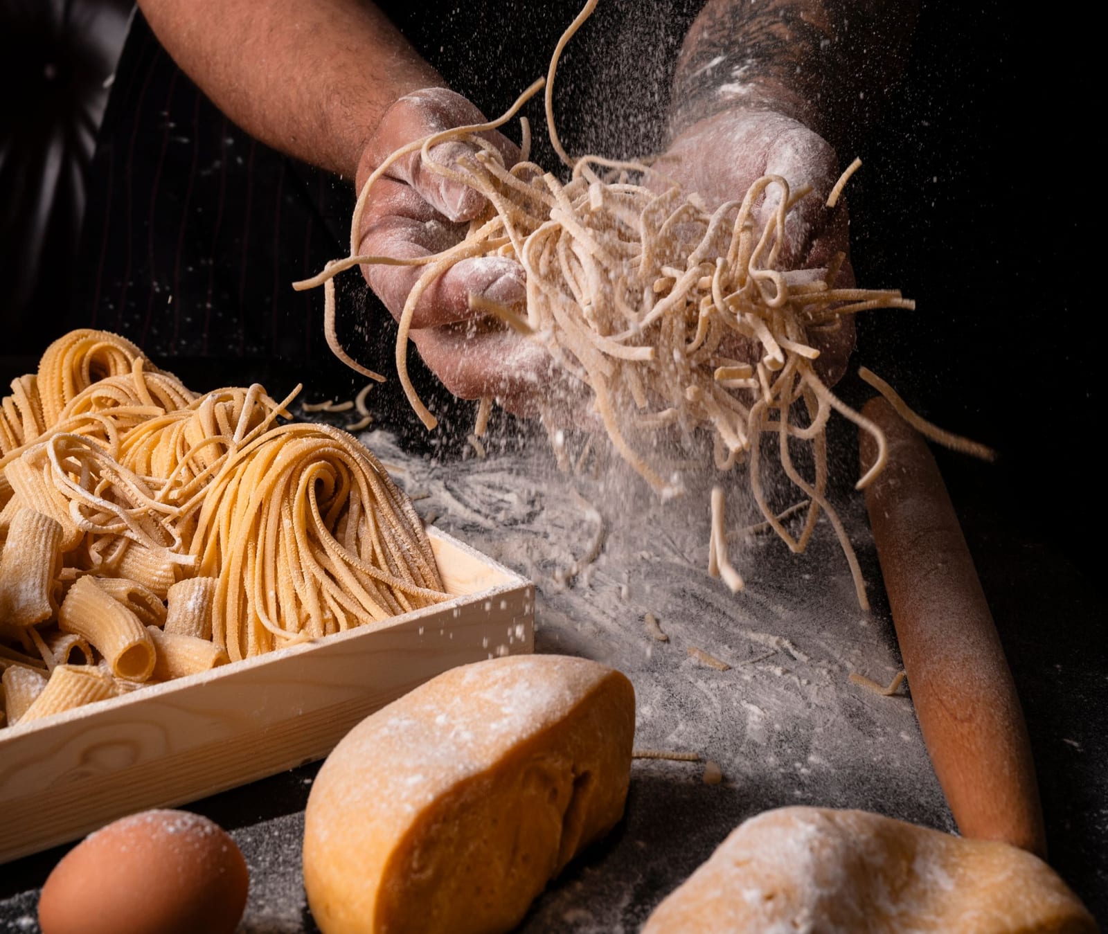 Fresh pasta being made at Trattoria